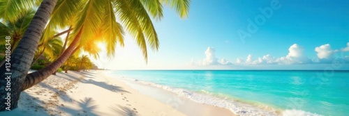 Wallpaper Mural Palm trees sway in gentle ocean breeze under warm sunny sky with sandy beach and crystal clear water ,  sun,  tree,  beach Torontodigital.ca