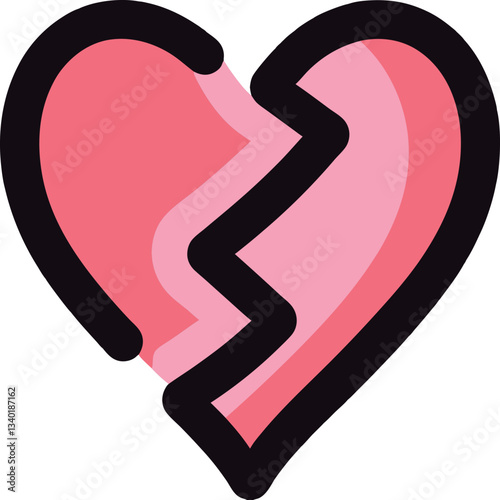 Broken heart, rendered in a vibrant graphic style