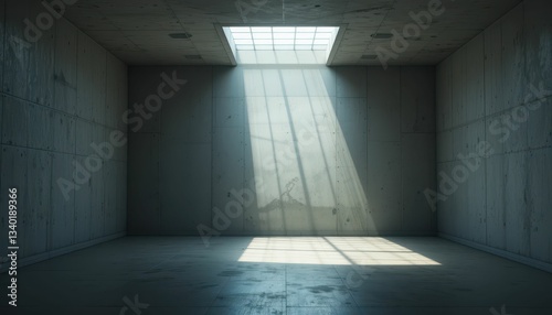 Empty Room with Skylight and Shadow on the Concrete Wall