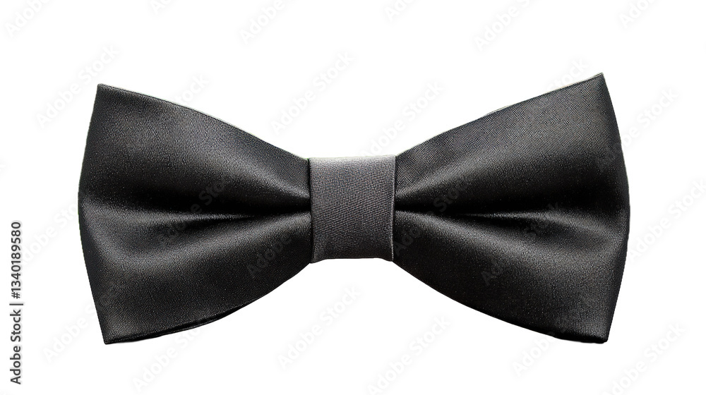 A black bow tie is placed on a white background. A black bow tie is placed on a white background.