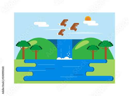 Ecosystem illustration. Flat vector illustration concept.