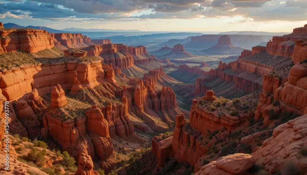 Fototapeta premium Breathtaking Afternoon Light Over Majestic Red Rock Canyon Landscape