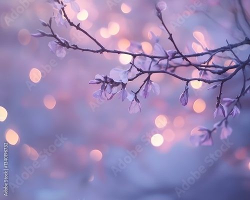 Soft focus bokeh lights in lavender and soft pink hues, creating a dreamy, ethereal background perfect for romantic themes.