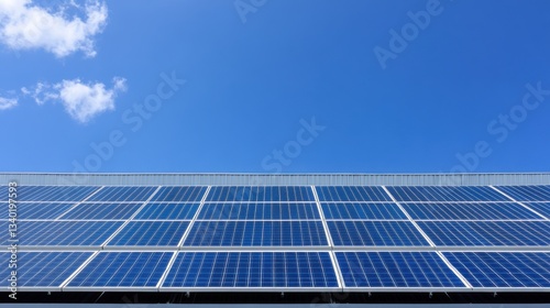 Wallpaper Mural Bright Blue Sky Over Array of Solar Panels Highlighting Renewable Energy and Sustainable Power Solutions Torontodigital.ca
