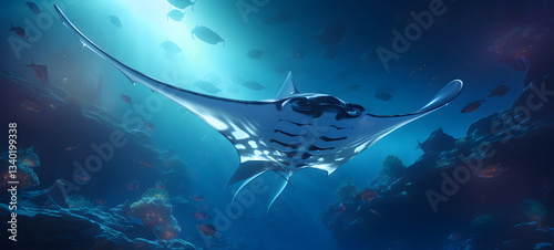 epic manta birostris battle, ai generative photo