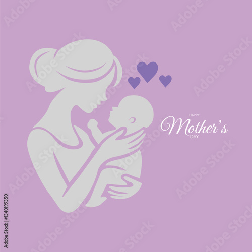 Loving Mother Holding Baby Silhouette Happy Mother’s Day.