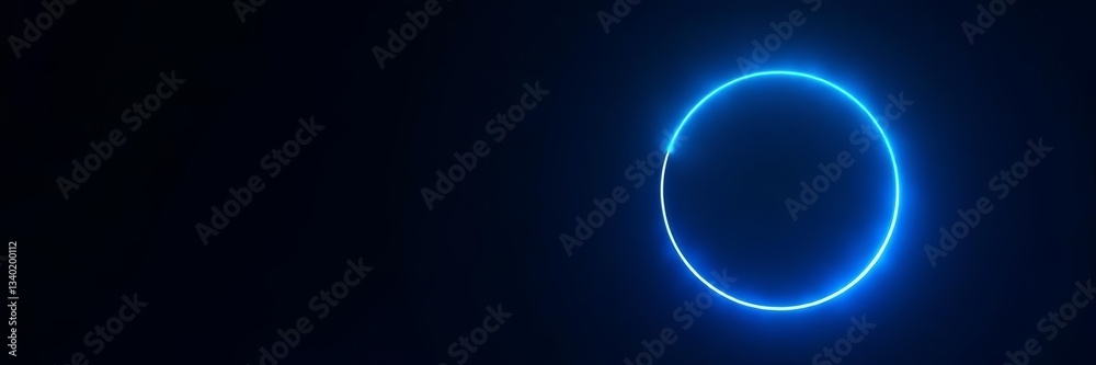 Fototapeta premium Bright blue circular shape with gradient effect on black backdrop, blue, shape, texture