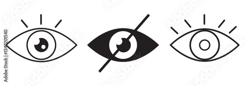 Eye icon set. Eyesight Healthcare and Medical sign and symbol. Retina scan eye icons. Variety Eyes collection. Eye silhouette stock vector. EPS 10