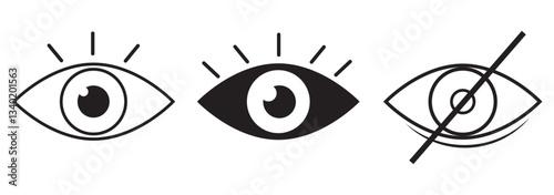 Eye icon set. Eyesight Healthcare and Medical sign and symbol. Retina scan eye icons. Variety Eyes collection. Eye silhouette stock vector. EPS 10