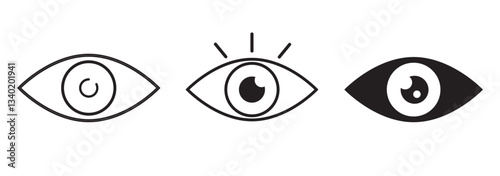 Eye icon set. Look and vision outline symbols. Open  eye icons isolated on white background. Vector illustration. Variety Eye Symbol.