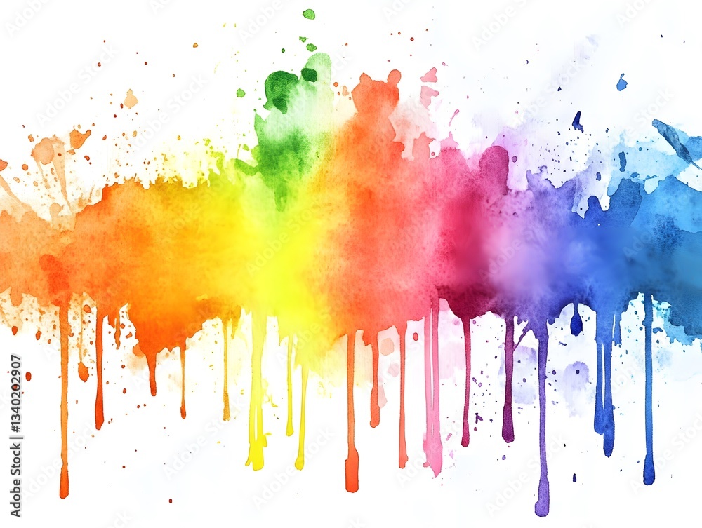 Fototapeta premium Rainbow Watercolor Splashes Drips Background