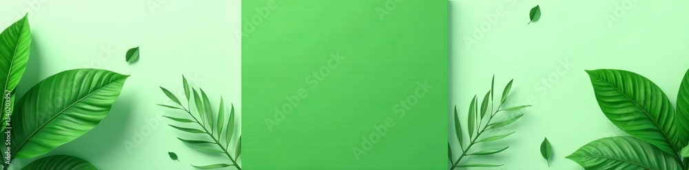 Minimalist green leaves on modern vertical banners, plant, leaves, clean Minimalist green leaves on modern vertical banners, plant, leaves, clean