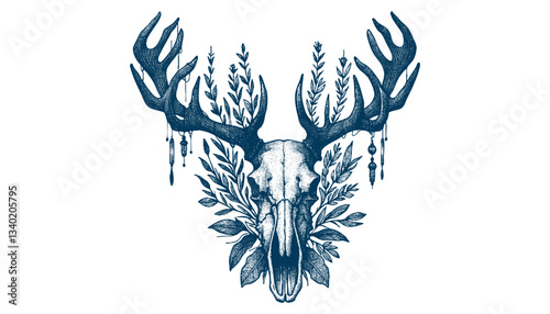 elk skull vector illustration