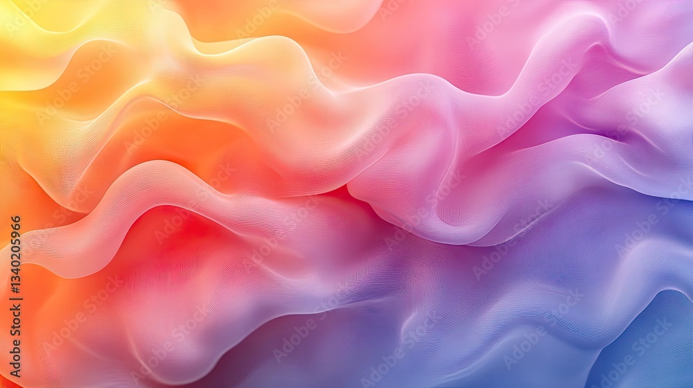 Fototapeta premium Vibrant, flowing fabric in a spectrum of colors. Soft, smooth, and dynamic folds create an abstract design