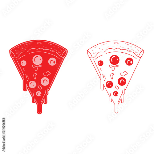 Pizza Vector logo design template and graphic elements for advertising, branding, posters and banners illustrations with mascot abstract stickers and line icons .