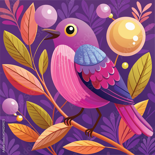 bubblegum bird a bird with a pink bubblegum.
