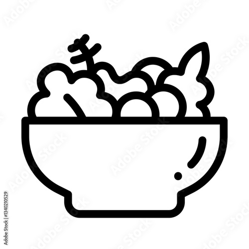 salad in the bowl line icon