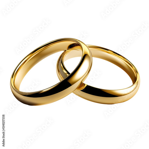 Beautifully crafted golden wedding rings interlocked in a symbol of eternal love and commitment