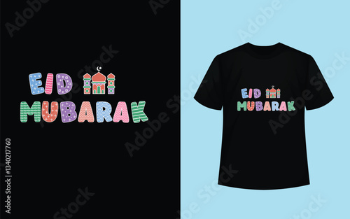 Eid Mubarak with mosque t-shirt for kids
