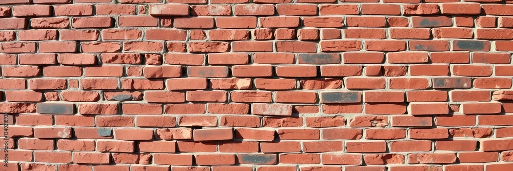 Obraz premium Brick texture, old brick wall with red bricks, brick wallpaper, Weathered Red Brick Wall Texture ,Rustic and Vintage Background