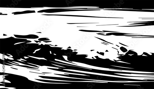 Monochrome abstraction: a stylized representation of water currents and atmospheric reflections on a serene and minimalistic background, fostering a sense of peace