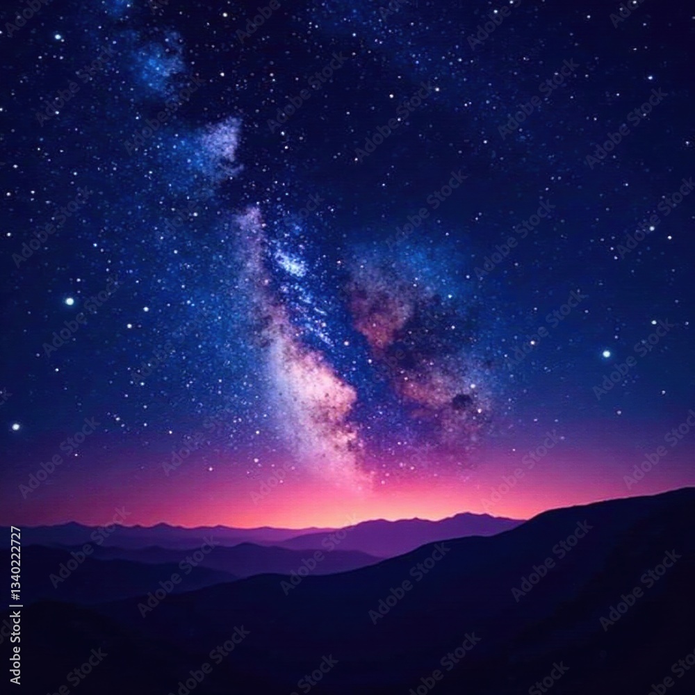 Fototapeta premium Cosmic night sky with stars and galaxy in the background, night sky, cosmos