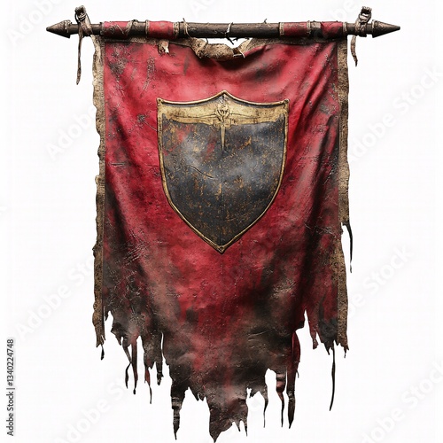 A medieval war banner torn from battle