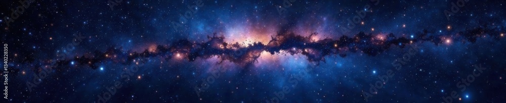 Naklejka premium Celestial canvas with twinkling stars against inky blackness, night sky, stars