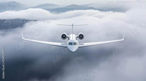 Cessna Citation CJ3 Private Jet Flying Above the Clouds.