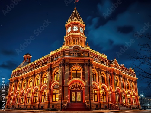 Georgetown Texas Courthouse Holiday Lights 2019 - Vibrant Festive Scene