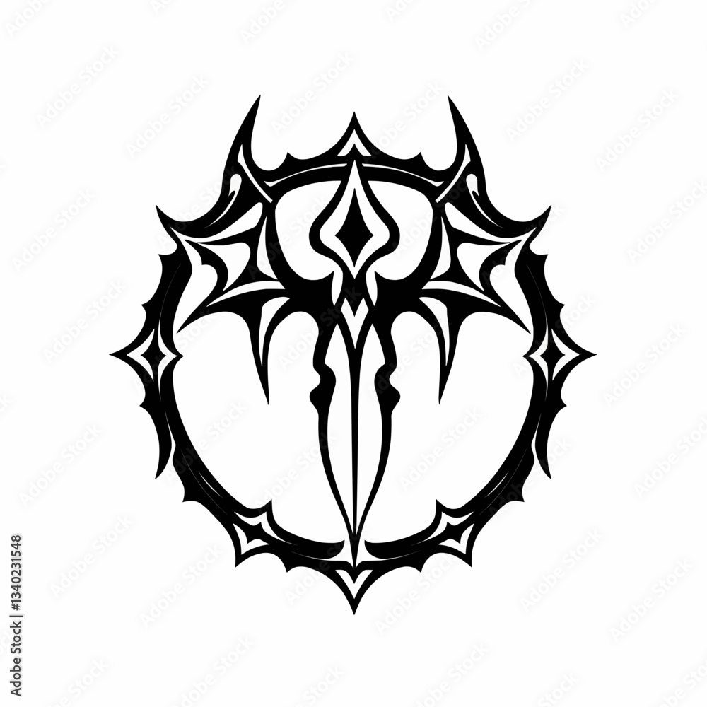 Minimalist Gothic Vector Vinyl Sticker Design on White Background