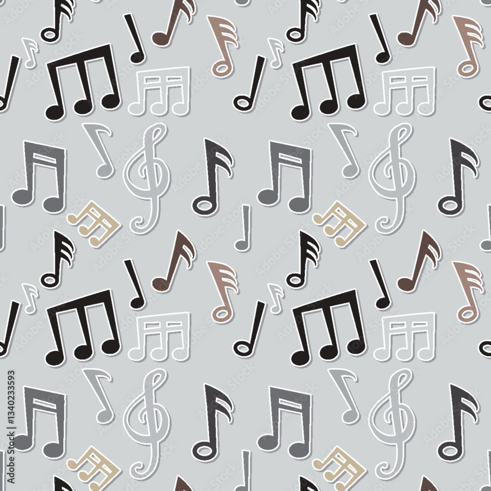 Musical Notes Pattern on Grey Background Musical Notes Pattern on Grey Background