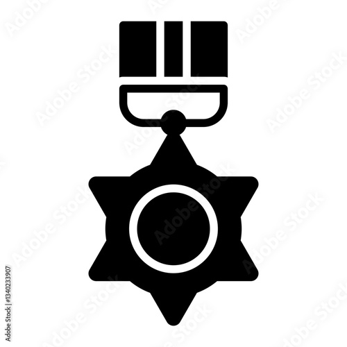 Six pointed star medal glyph icon for military or honorary awards