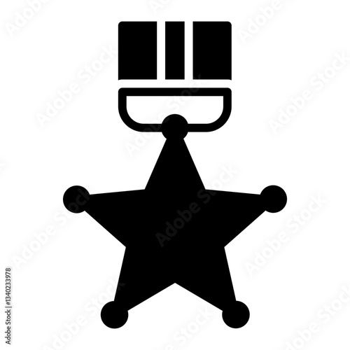 Sheriff star medal glyph icon for honorary service and leadership