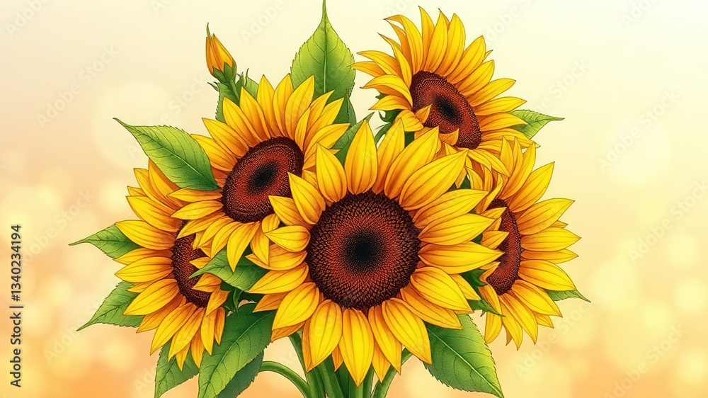 Obraz premium Hand Drawn Sunflower Bouquets Coloring Pages - Vibrant Line Art Designs