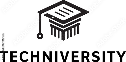 black silhouette simple technology education university or institute logo design