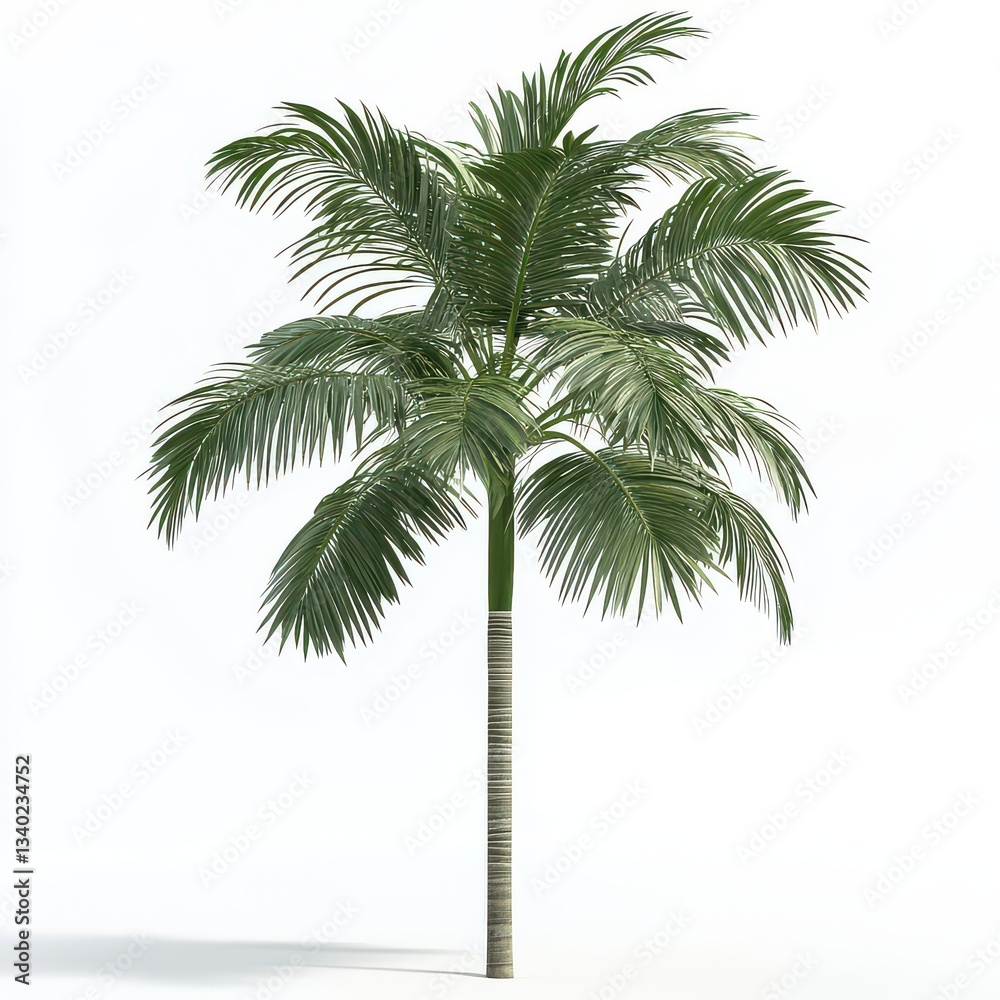 Obraz premium Isolated Single Palm Tree on White Background for Tropical Decor
