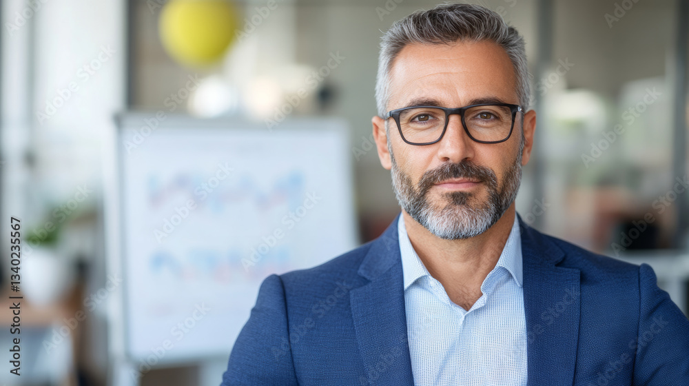 Fototapeta premium Professional man with glasses in office setting
