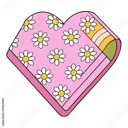 Heart-Shaped Blanket with Daisy Pattern