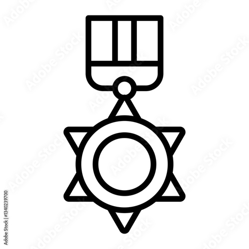 Six pointed star medal outline icon for military or honorary awards