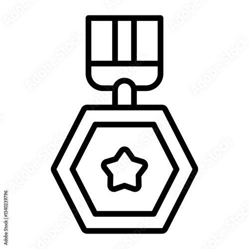 Hexagonal medal outline icon symbolizing structured excellence