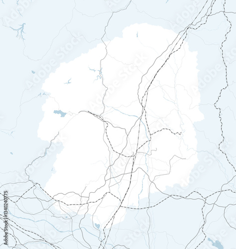 日本の栃木県と隣接する都道府県を含む、シンプルなロードマップ