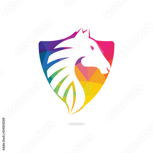 Horse logo design. Stylish graphic template design for company farm race. 