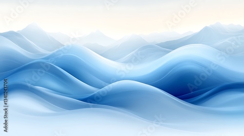 A trendy isolated vector illustration of a flat design desert with a clear sky and a cool blue tone on the sand dunes.