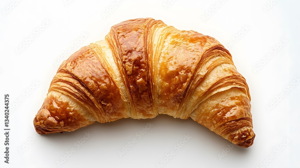 23. A freshly baked croissant with flaky layers on a white background 23. A freshly baked croissant with flaky layers on a white background