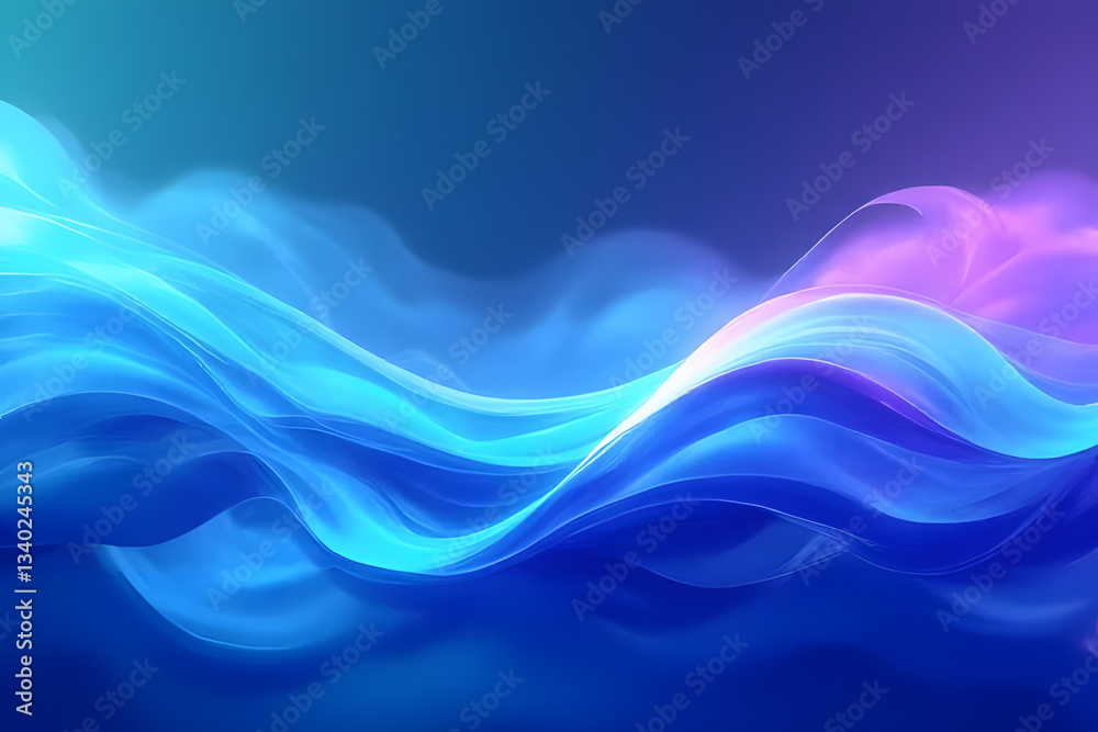 Fototapeta premium A sleek and modern abstract background featuring smooth, undulating waves of iridescent colors. The dynamic flow of light and energy creates a sense of movement and depth, evoking a futuristic