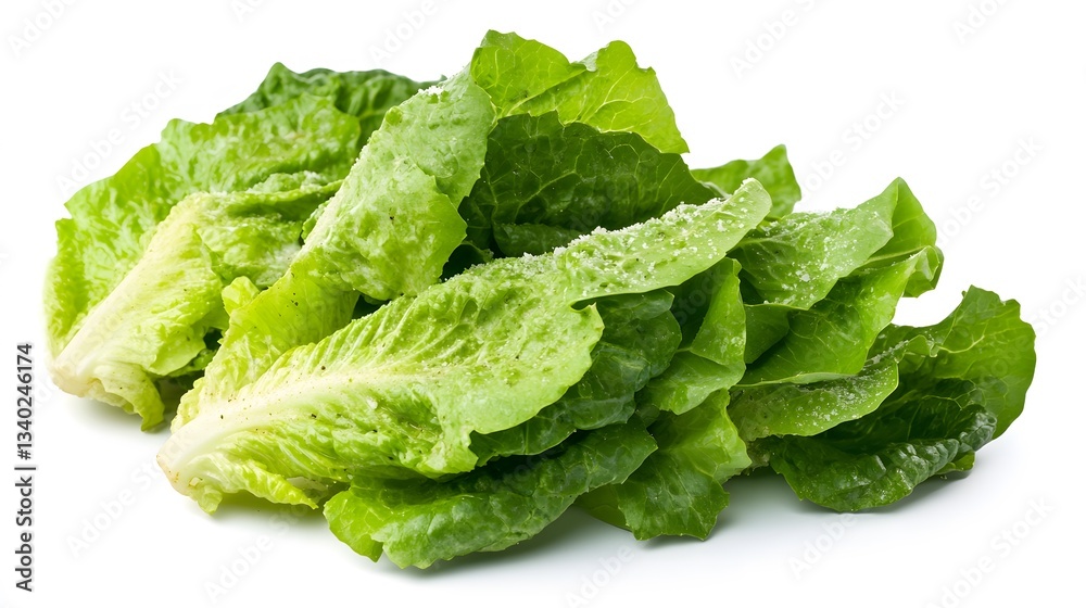 44. A fresh Caesar salad with romaine lettuce and parmesan cheese on a white background 44. A fresh Caesar salad with romaine lettuce and parmesan cheese on a white background