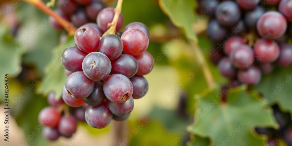 Fototapeta premium Close-up of a single ripe vine grape, with abundant empty space around, harvest, natural