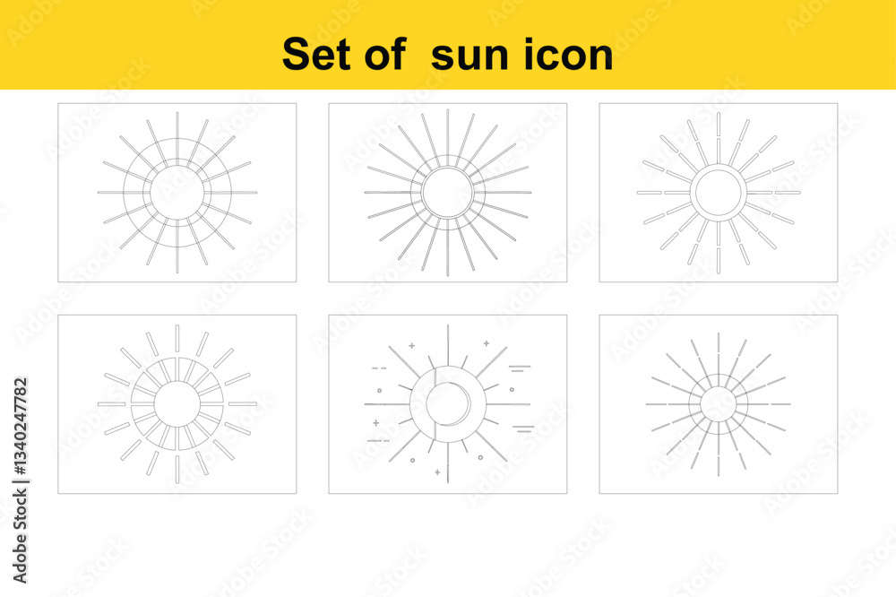 Obraz premium Collection of Yellow Sun Icons
