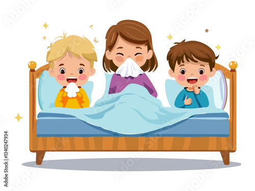 children in bed